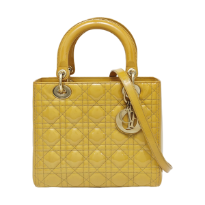 Lady Dior Quilted Patent Leather Yellow