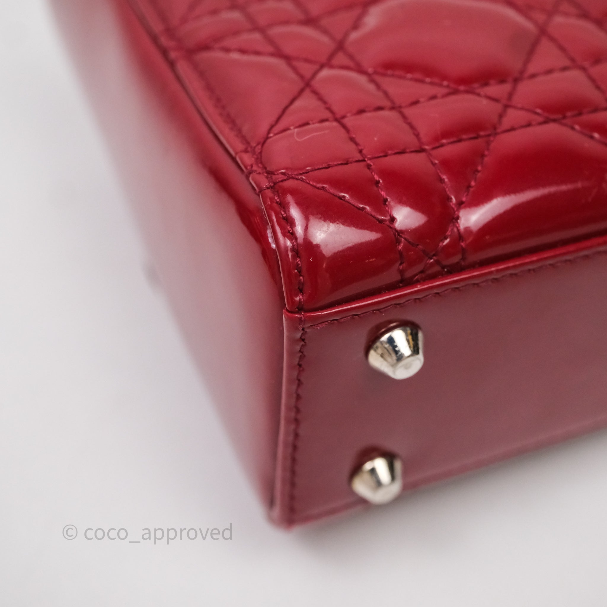 Christian Dior Mini Lady Dior Red Patent Cannage Silver Hardware - 图片 8