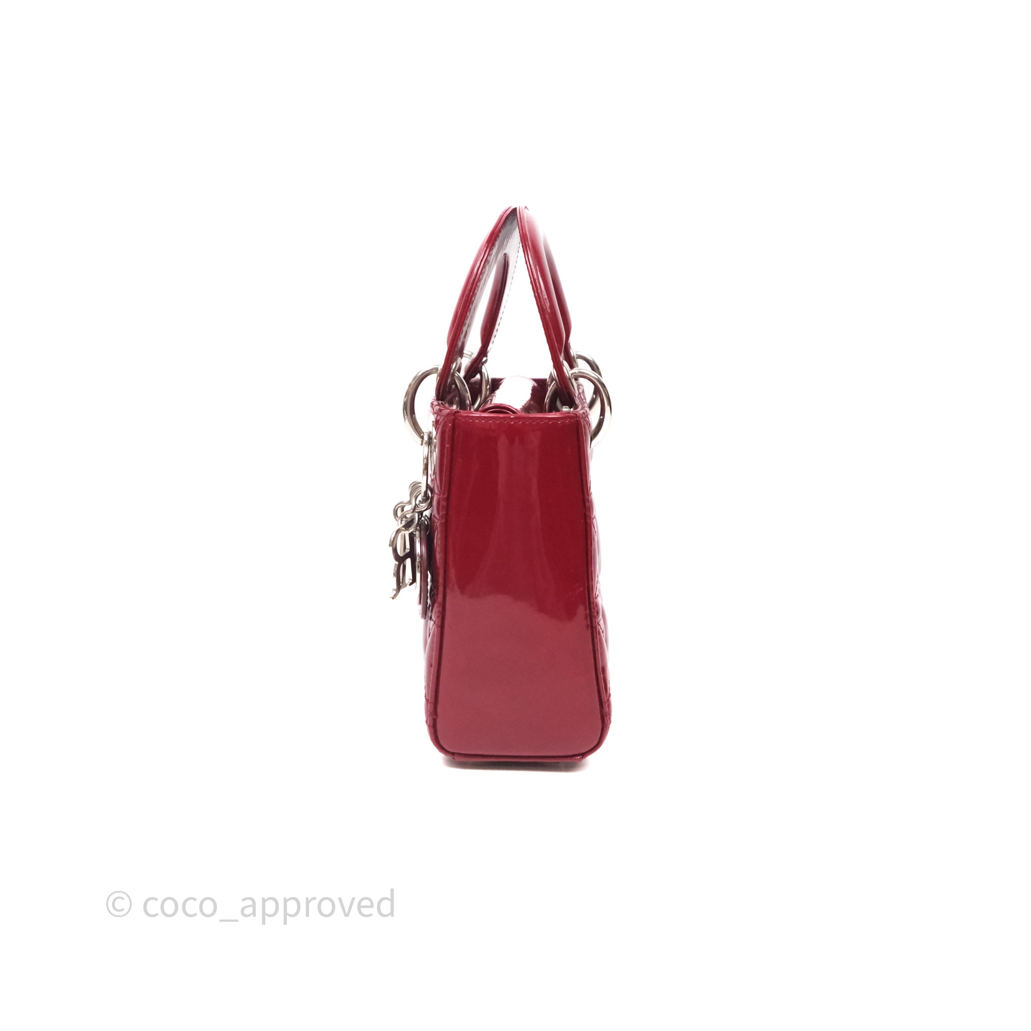 Christian Dior Mini Lady Dior Red Patent Cannage Silver Hardware - 图片 3