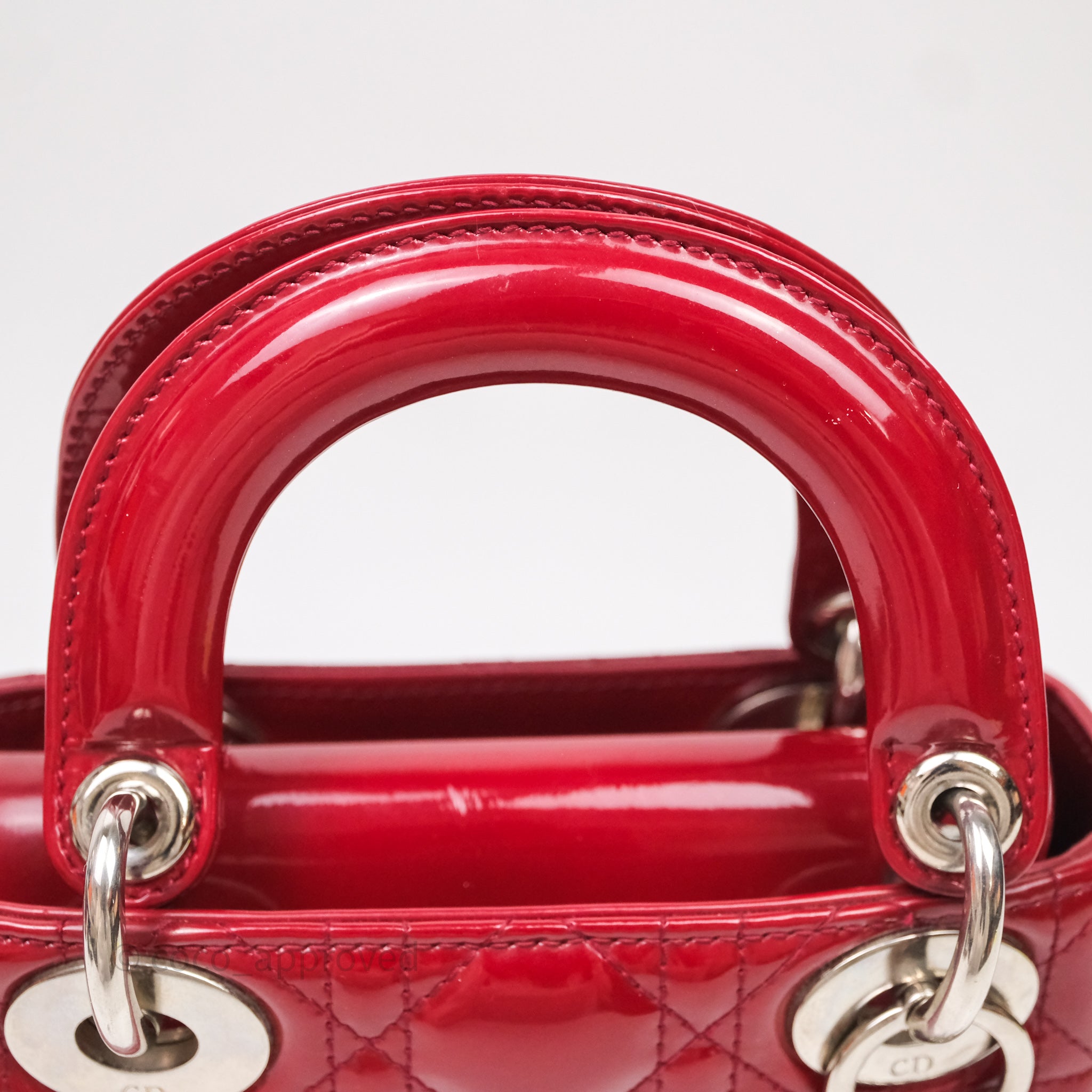 Christian Dior Mini Lady Dior Red Patent Cannage Silver Hardware - 图片 37