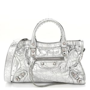 Metallic Agneau Silver Hardware Small Le City Silver