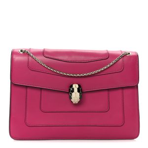 Calfskin Serpenti Forever Snake Strap Crossbody Bag Pink