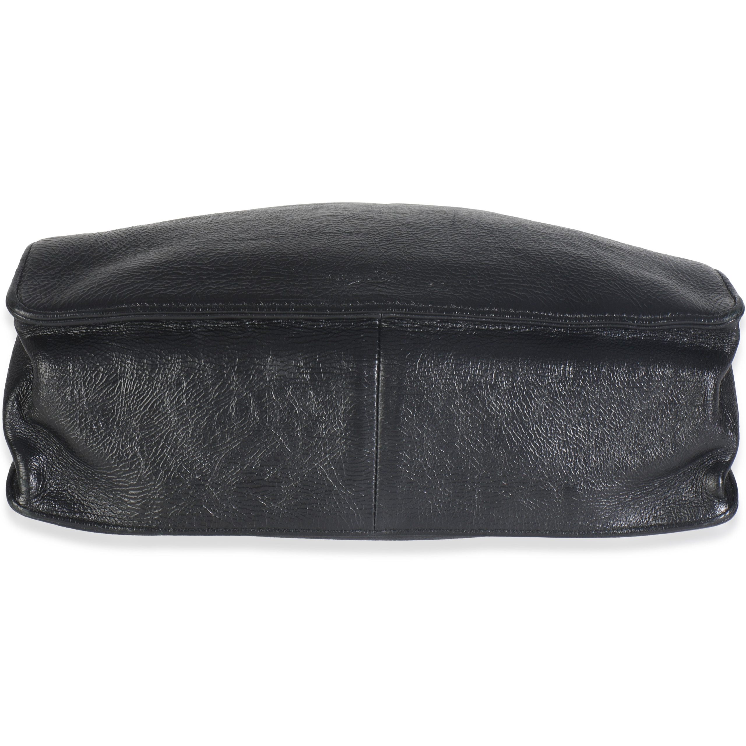 Black Shiny Aged Calfskin North South Shopping Bag - 图片 4