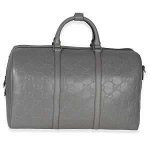 Grey Embossed Calfskin GG Tennis Medium Duffle Bag