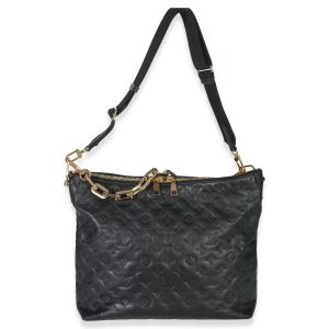 Black Monogram Embossed Lambskin Coussin MM Hobo
