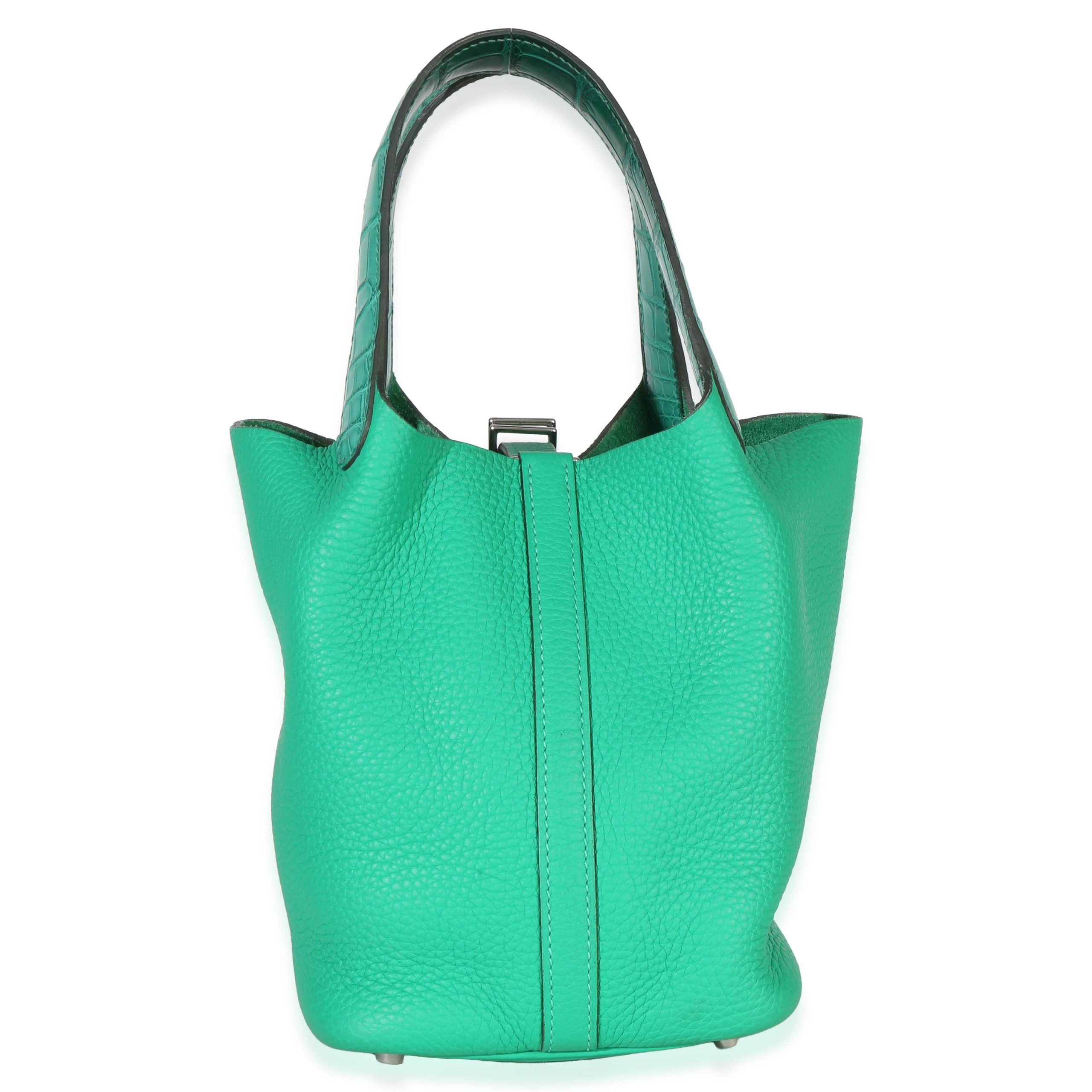 Vert Jade Menthe Clemence Matte Alligator Touch Picotin Lock 18 PHW - 图片 3