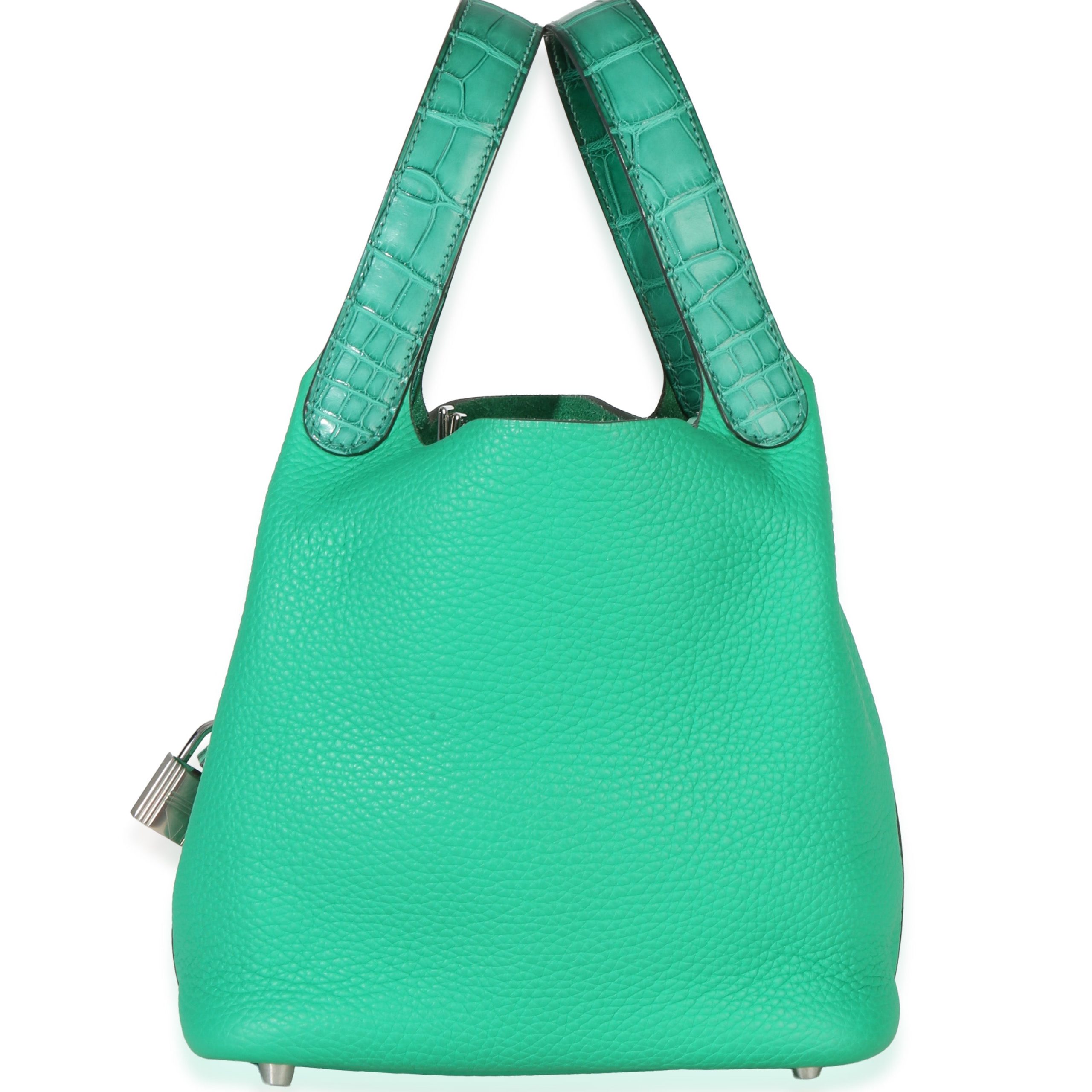 Vert Jade Menthe Clemence Matte Alligator Touch Picotin Lock 18 PHW - 图片 2