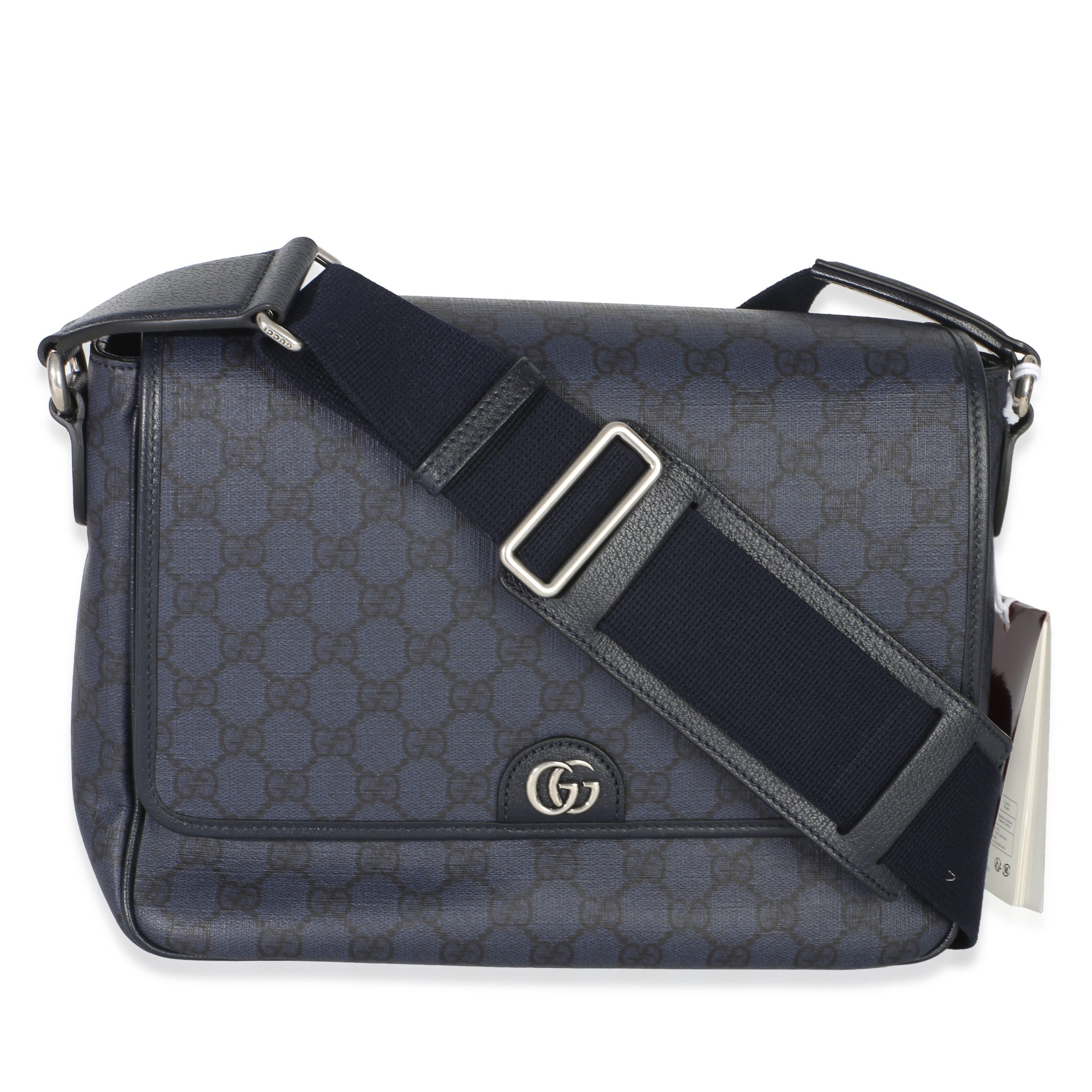 Blue Black Tender GG Supreme Dollar Calfskin Ophidia Messenger Bag