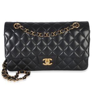 Black Quilted Lambskin Medium Classic Double Flap Bag