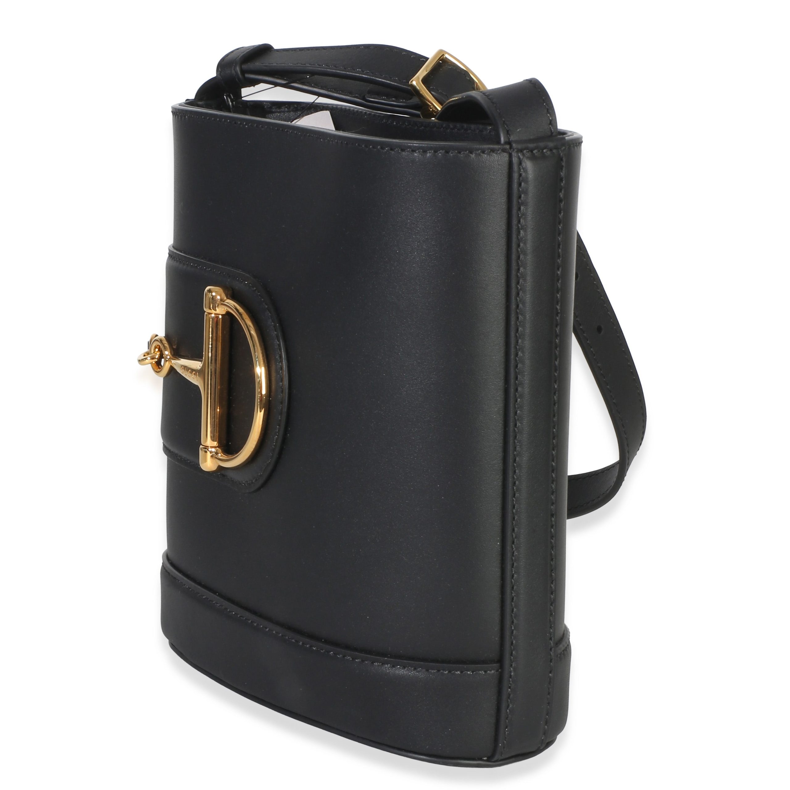 Black Smooth Calfskin Hasler Horsebit 73 Small Bucket Bag - 图片 2