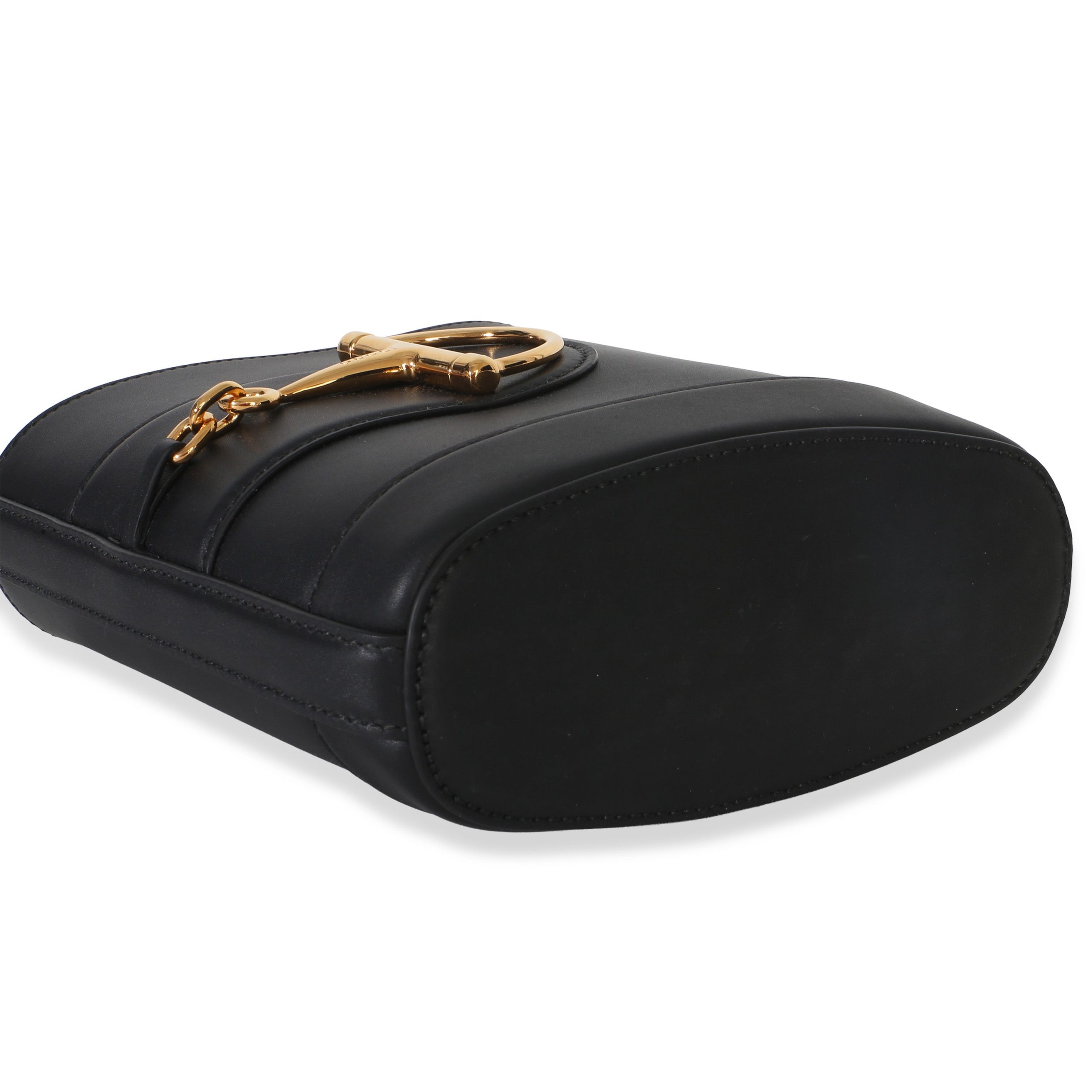 Black Smooth Calfskin Hasler Horsebit 73 Small Bucket Bag - 图片 6