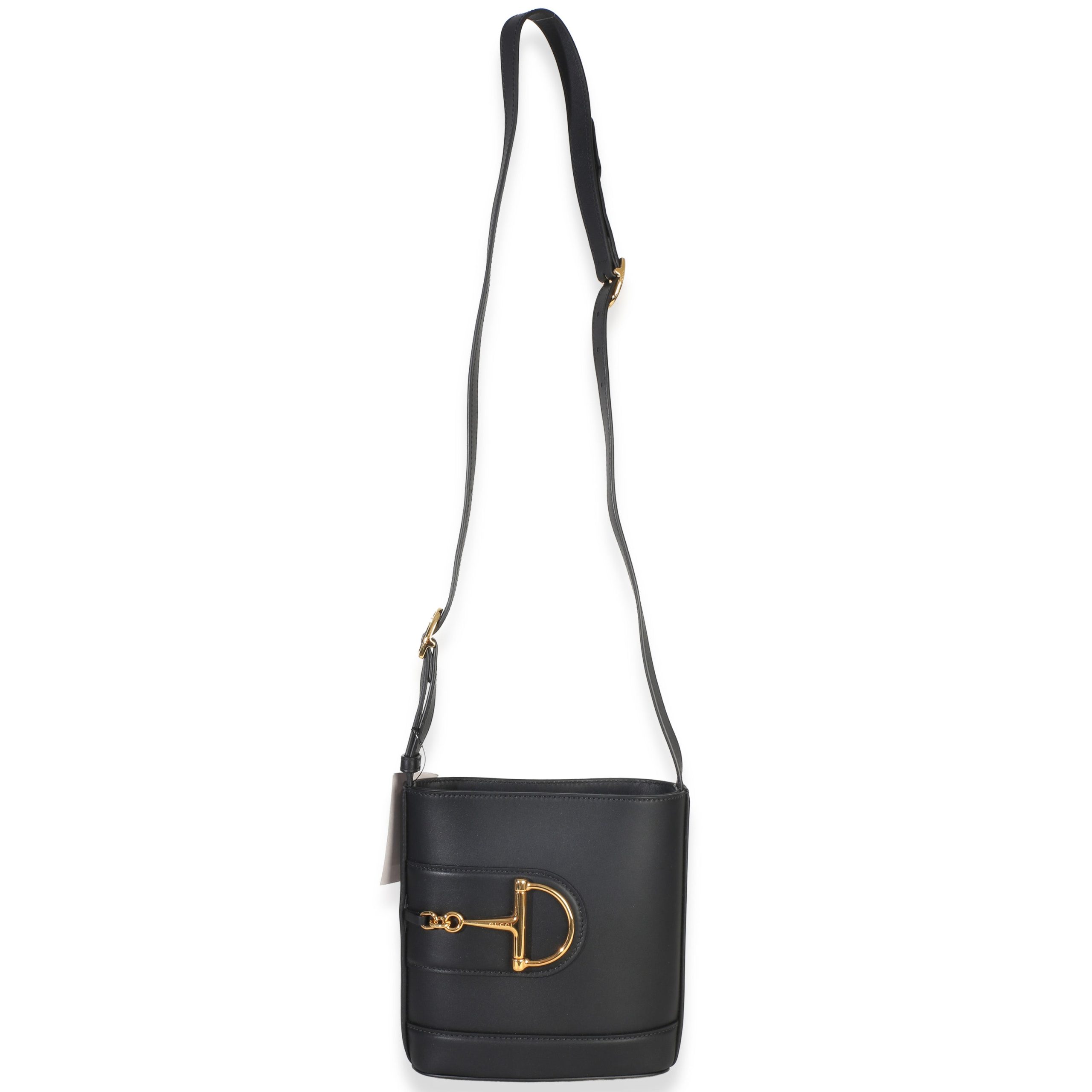Black Smooth Calfskin Hasler Horsebit 73 Small Bucket Bag - 图片 8