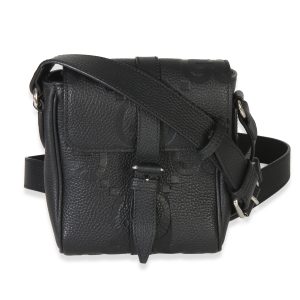 Black Piuma Calfskin Jumbo GG Embossed Small Messenger Bag