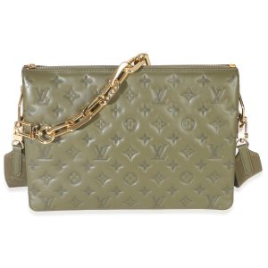 Olive Monogram Embossed Lambskin Coussin MM