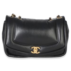 Black Lambskin Medium Simply Flap Bag