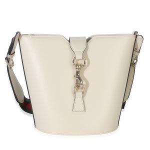 White Tritone Calfskin Ophidia Web Mini Bucket Bag