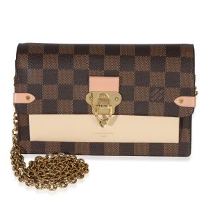 Creme Damier Ebene Canvas Vavin Chain Wallet