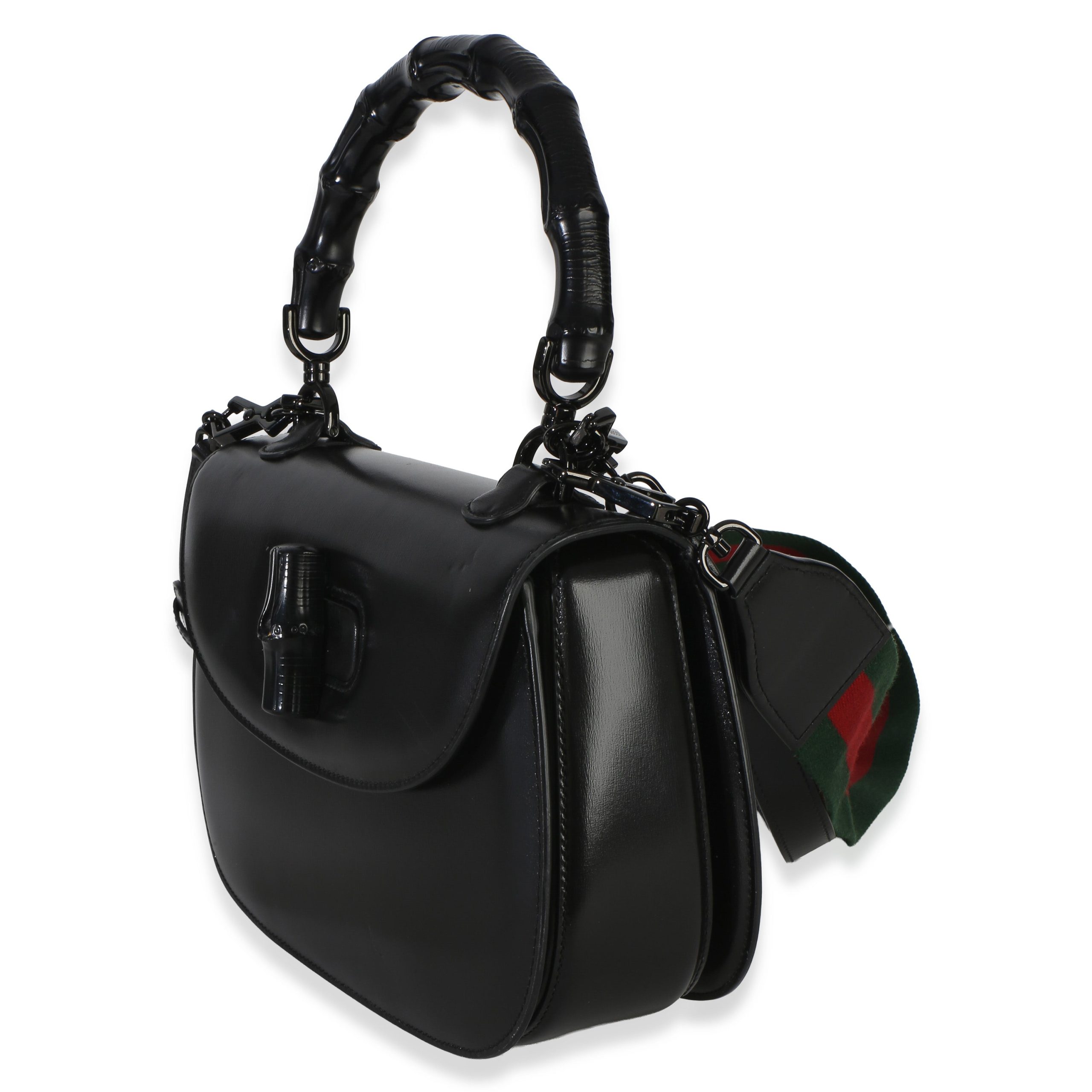 Black Monochrome Boarded Dyana Lux Medium Bamboo 1947 Top Handle Bag - 图片 2