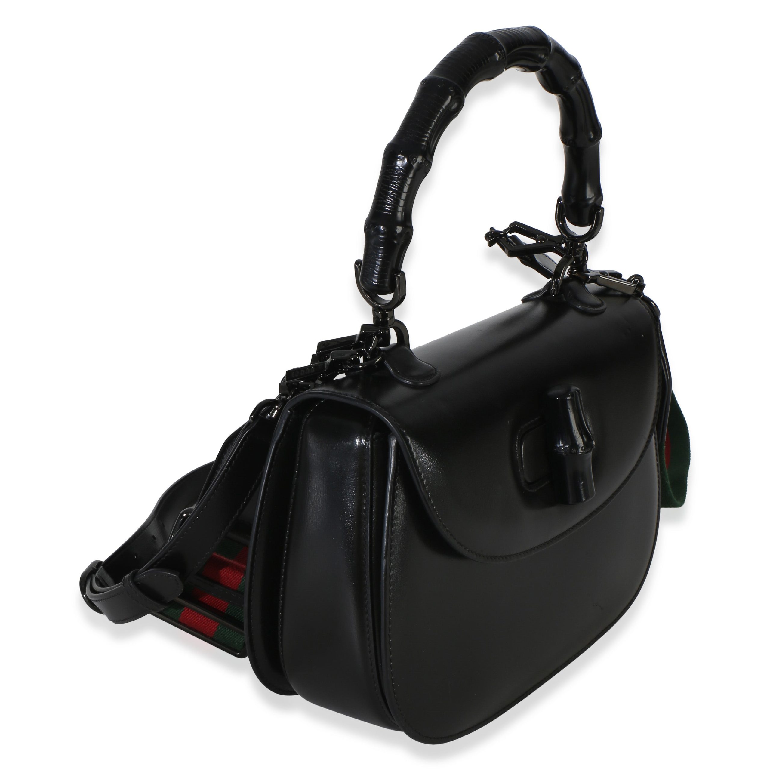 Black Monochrome Boarded Dyana Lux Medium Bamboo 1947 Top Handle Bag - 图片 3