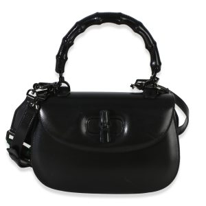 Black Monochrome Boarded Dyana Lux Medium Bamboo 1947 Top Handle Bag