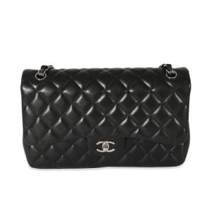 Black Quilted Lambskin Jumbo Classic Double Flap Bag