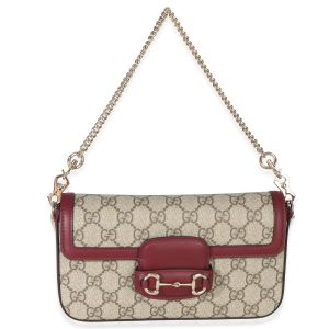 Red Beige Calfskin GG Supreme Soft Horsebit Small Shoulder Bag