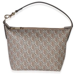 Taupe GG Shadow Monogram Canvas Super Mini Ophidia Hobo