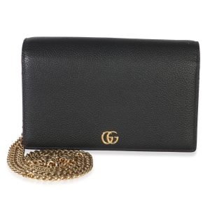Black Red Dollar Calfskin GG Chain Wallet