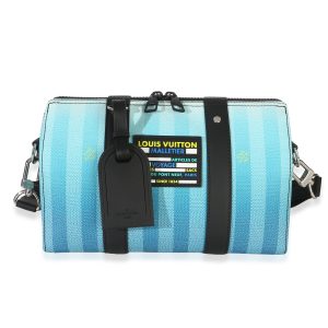 Gradient Blue Damier Stripes City Keepall