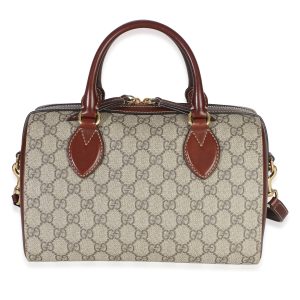 Brown GG Supreme Canvas Small Boston Bag