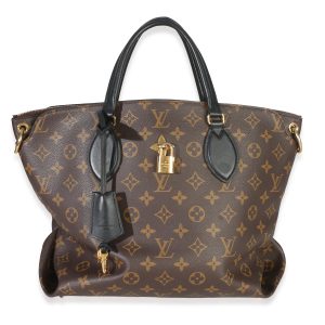 Black Monogram Canvas Flower Zipped Tote MM