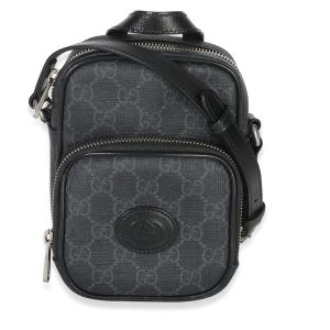 Black GG Supreme Mini Interlocking G Crossbody Bag