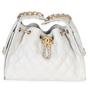 Light Grey Quilted Caviar Small Chanel 25 Hobo