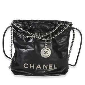 Black Quilted Calfskin Chanel 22 Mini Hobo