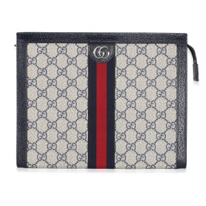 Navy GG Supreme Canvas Large Ophidia Pouch