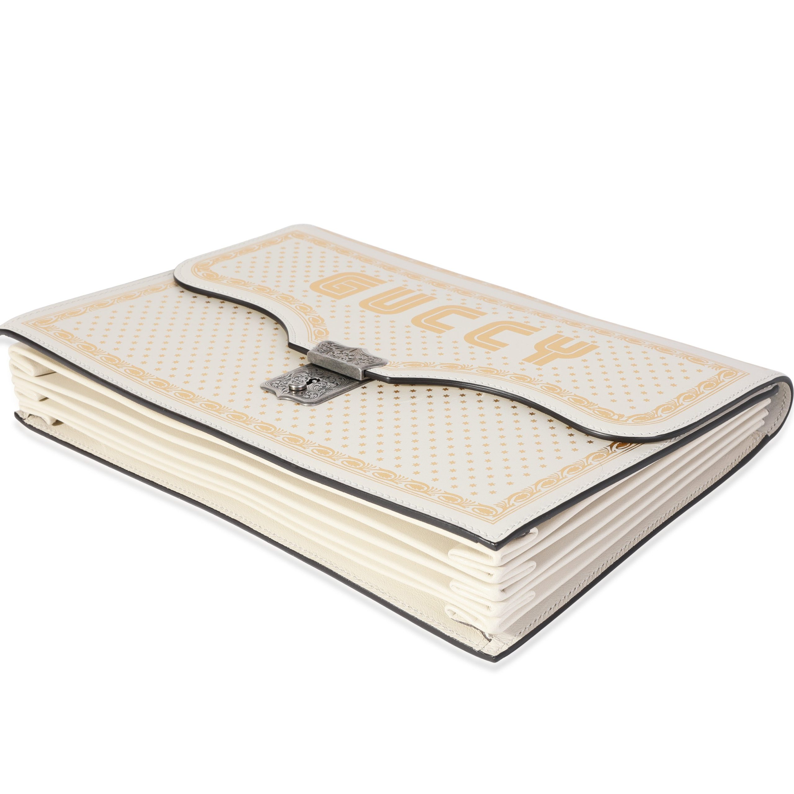 x Sega Mystic White Star Printed Calfskin GUCCY Portfolio Clutch - 图片 6