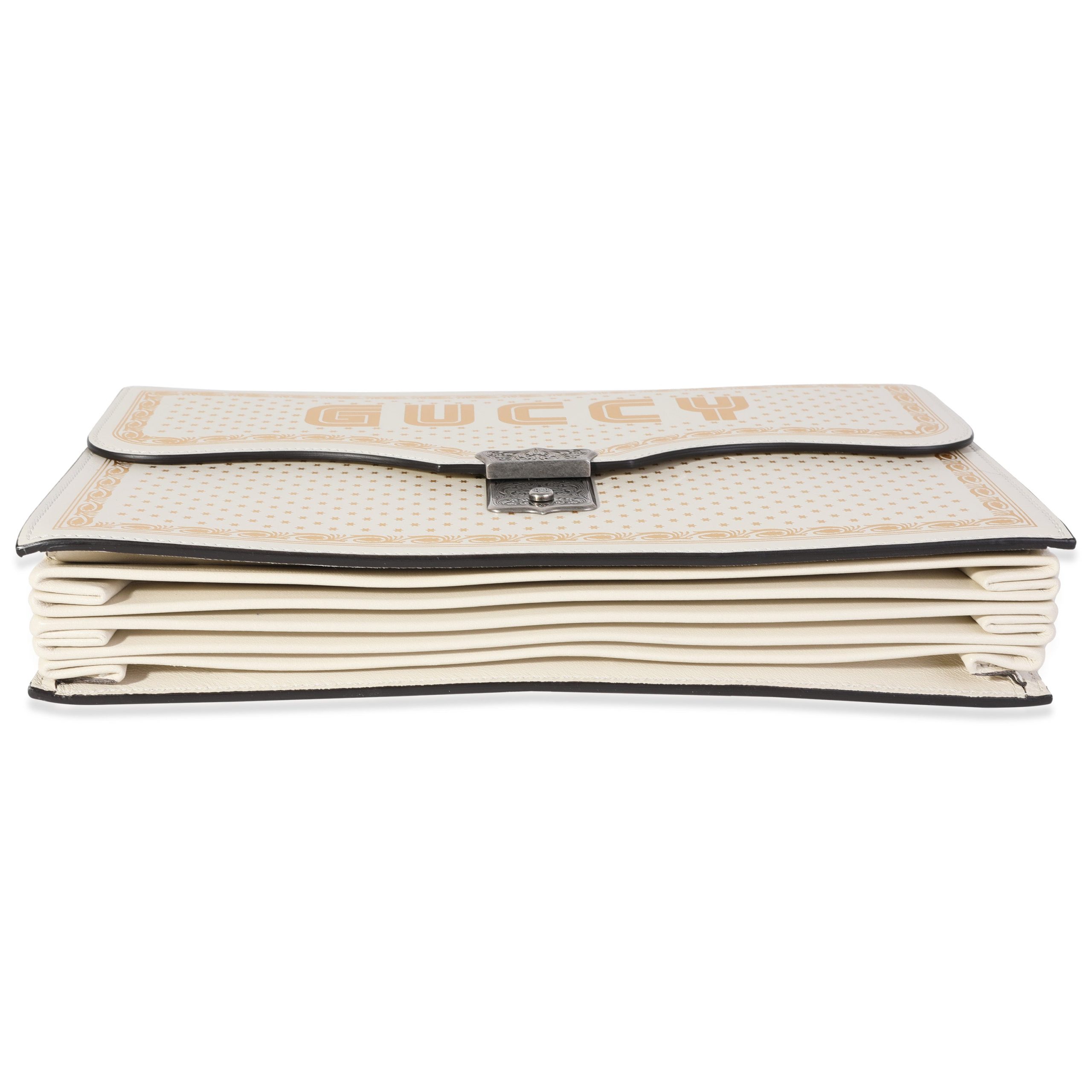 x Sega Mystic White Star Printed Calfskin GUCCY Portfolio Clutch - 图片 5