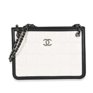 Bi-color Black White Quilted Calfskin Chocolate Bar Small Tote