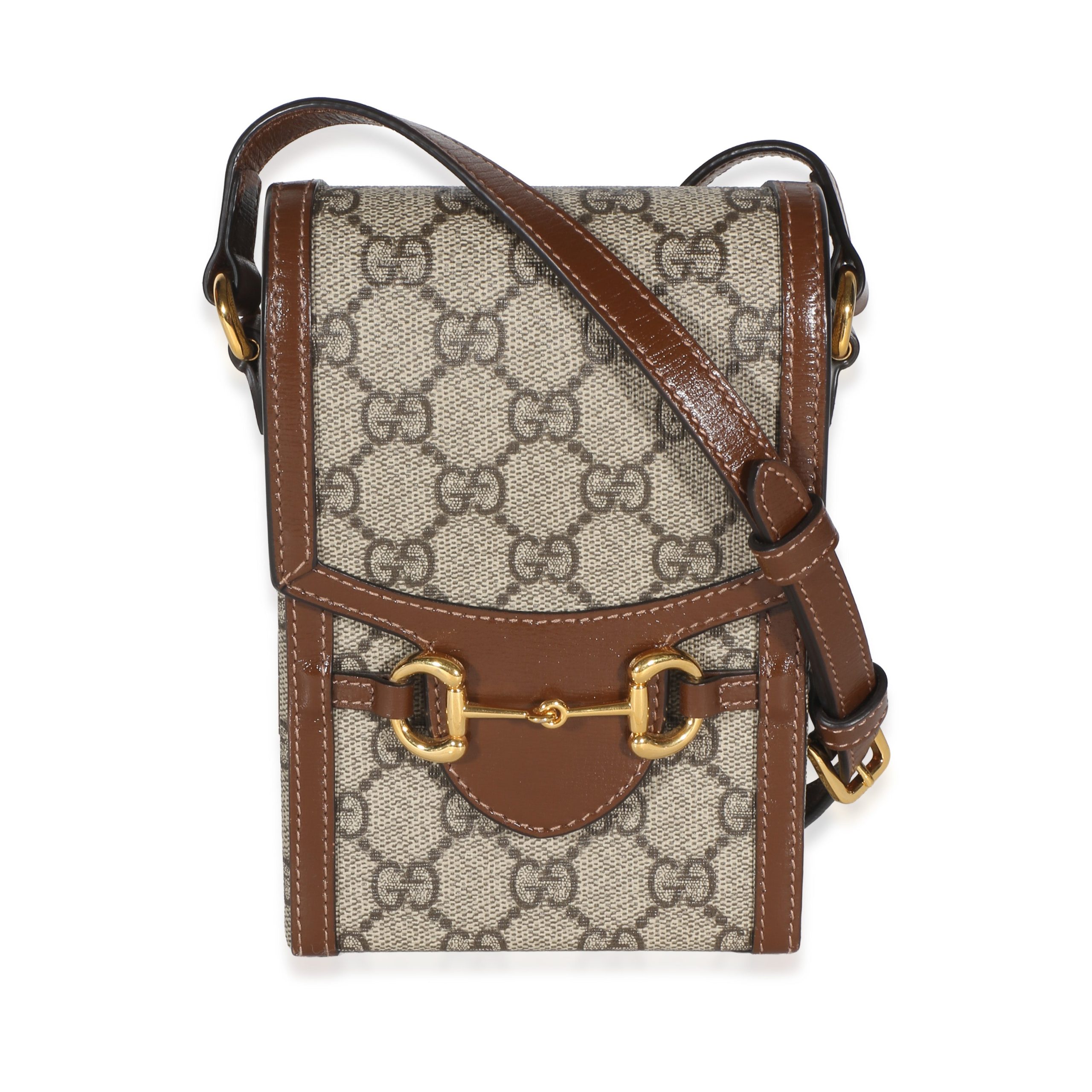 Beige GG Supreme Monogram Mini Horsebit 1955 Crossbody Bag