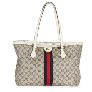 Cream GG Supreme Canvas Medium Ophidia Tote