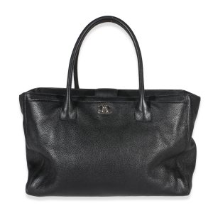 Vintage Black Grained Calfskin Cerf Executive Tote