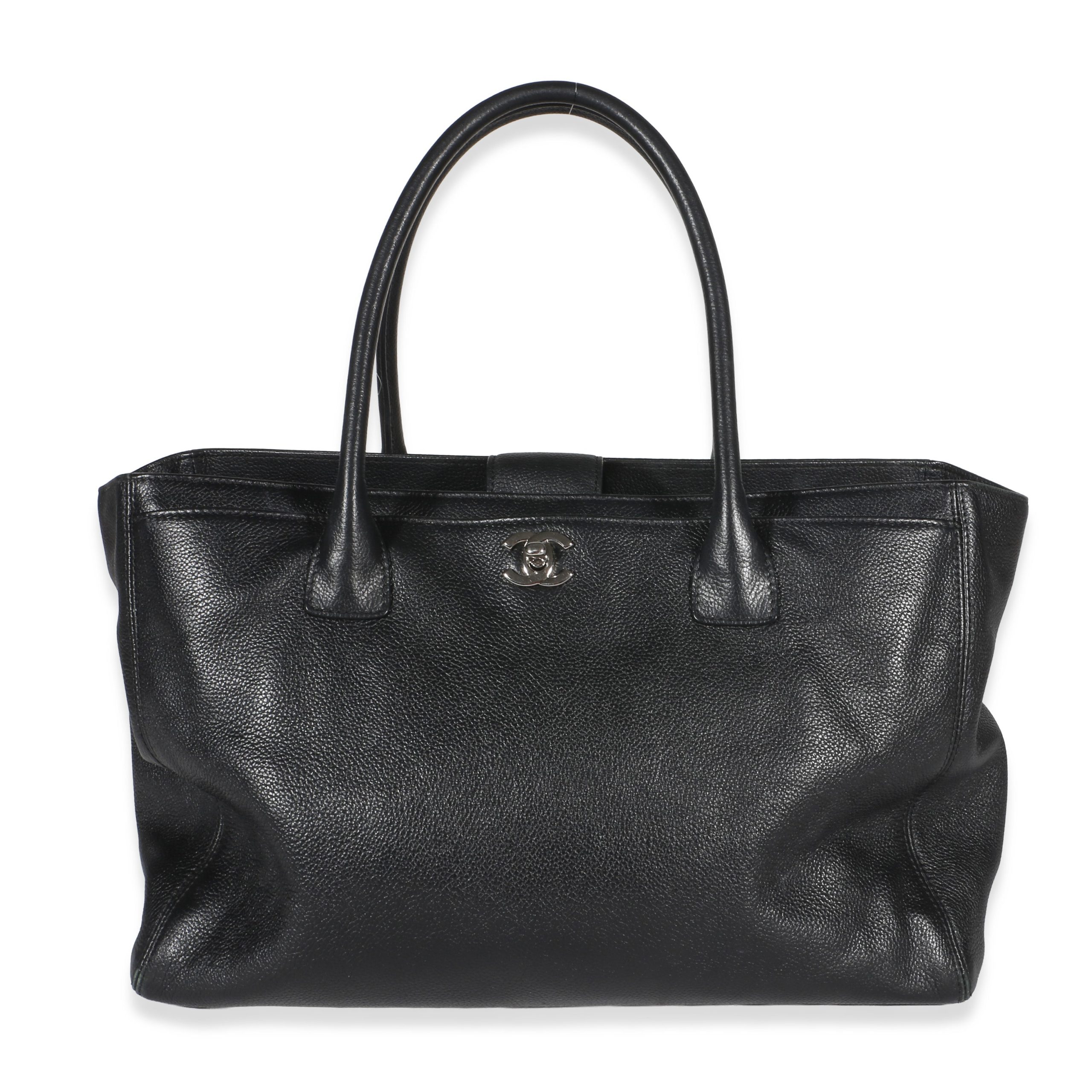 Vintage Black Grained Calfskin Cerf Executive Tote