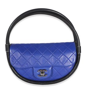 Blue Black Quilted Lambskin Small Hula Hoop Bag