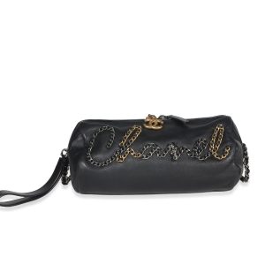 Black Metallic Lambskin Signe Bowling Bag