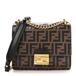 Vitello Liberty Bi-Color FF 1974 Embossed Small Kan U Shoulder Bag Maya Black