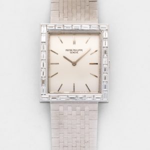 Patek Philippe White Gold Baguette Diamond Watch Ref. 3540