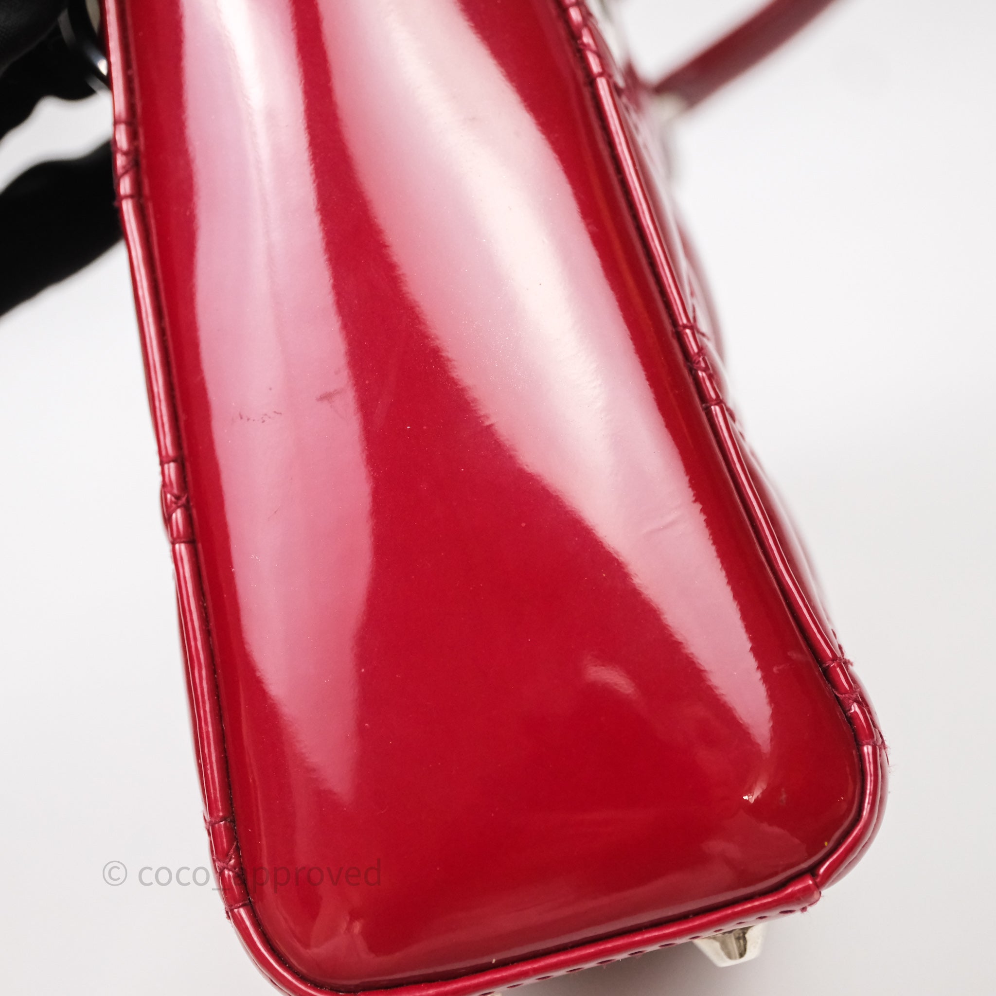 Christian Dior Mini Lady Dior Red Patent Cannage Silver Hardware - 图片 31