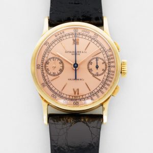 Patek Philippe Yellow Gold Chronograph Hausmann & Co. Rose Dial Watch Ref. 533