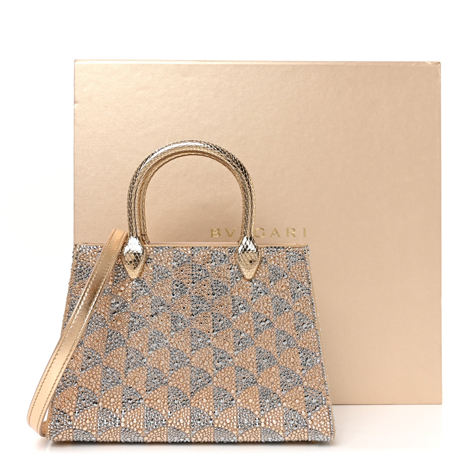 Calla Crystal Serpenti Duo Top Handle Bag Gold Silver - Image 10