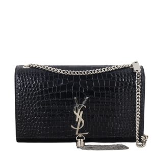 Saint Laurent Kate Tassel Chain Bag Medium Croc-Embossed